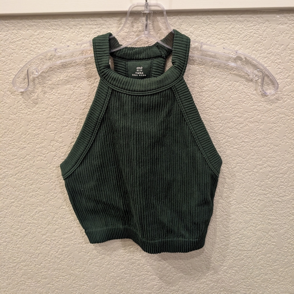 Aerie Dark Green Ribbed Tank Top